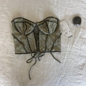 Urban Outfitters Lace Bustier in Sage